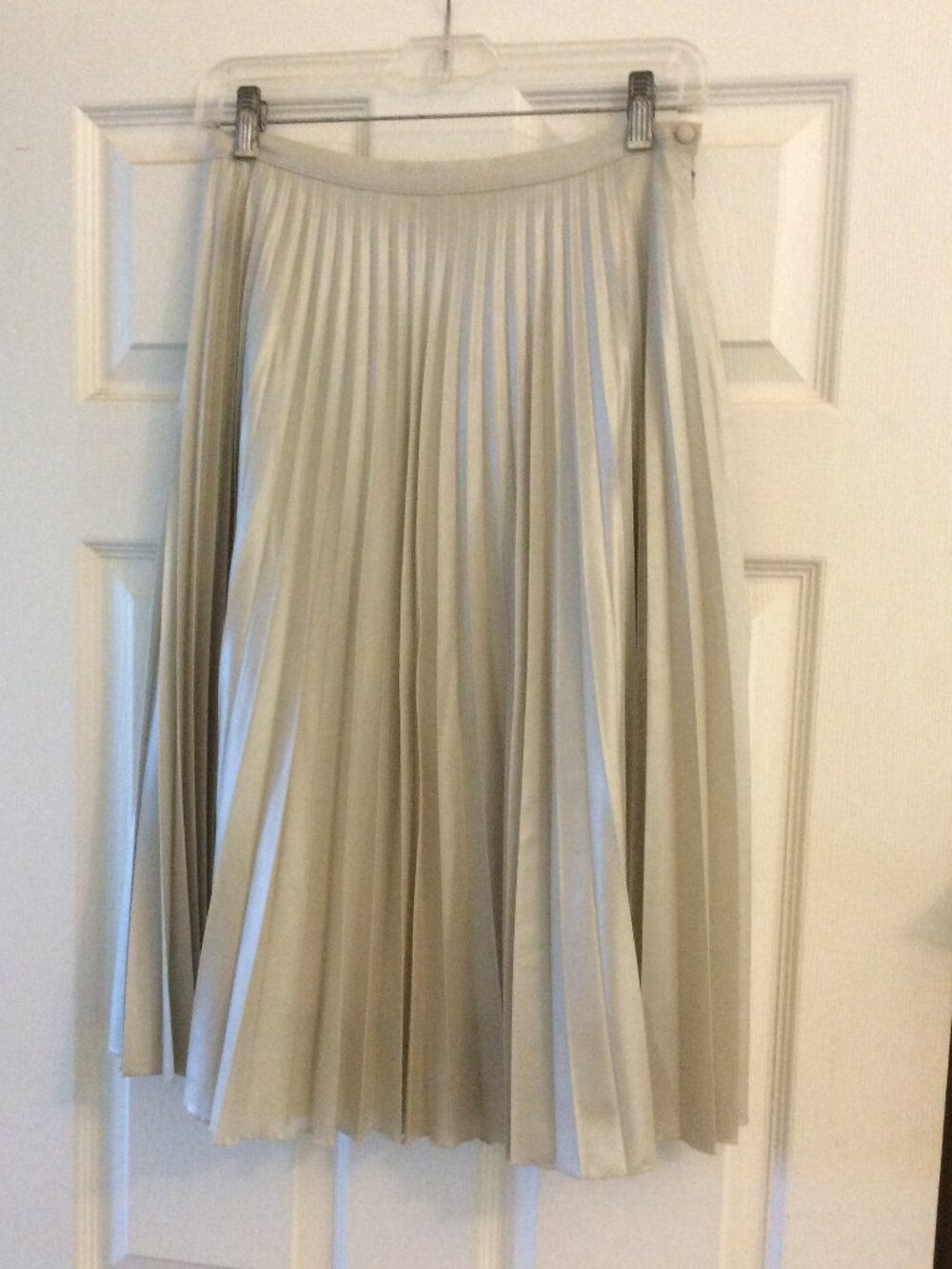 Garnet Hill Pleated Midi Skirt, Champagne, Size 2